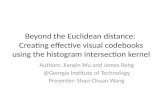 Beyond The Euclidean Distance: Creating effective visual codebooks using the histogram intersection kernel