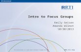 Introduction to Focus Groups, Odum Institute, October 30