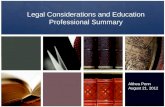 Legal considerations and education