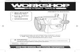 WORKSHOP 5 Gallon Portable/Wall Mount Vac Owner's Manual