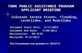 State FEMA Public Assistance Applicant Briefing October 30, 2013