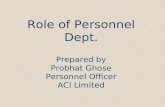 Role of personnel dept