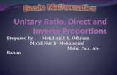 Unitary ratio, direct and inverse proportions