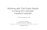 Working with The Public Sector in Using CC Licenses: Lessons Learned