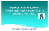Teal Ribbons Pins To Support Ovarian Cancer Awareness