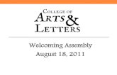 Arts and Letters Welcoming Assembly