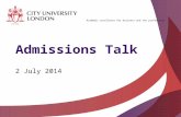 Admissions at City - City University London Undergraduate Open Day 2nd July 2014