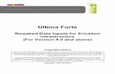 Ultima Forte Required Data Inputs for Ericsson Infrastructure
