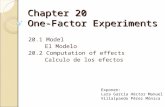 Chapter 20 One-Factor Experiments 20.1 Model El Modelo 20.2 Computation of effects Calculo de los efectos Exponen: Lara García Héctor Manuel Villalpando.