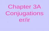 Chapter 3A Conjugations er/ir. Infinitives (To …) Comer = to eat Beber= to drink Escribir = to write Correr= to run Comprender= to understand Ir= to go.