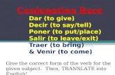 Dar (to give) Decir (to say/tell) Poner (to put/place) Salir (to leave/exit) Traer (to bring) & Venir (to come) Conjugation Race Give the correct form.