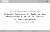 [DE] Keynote "Records Management, Information Governance & aktuelle Trends" auf dem Records Management Fachtag 2013