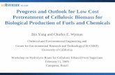 Progress and Outlook for Low Cost Pretreatment of Cellulosic Biomass for Biological Production of Fuels and Chemicals