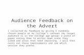 Audience feedback on the advert