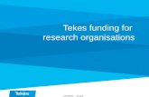 Tekes funding for research organisations