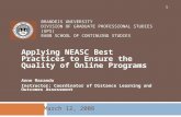 Applying NEASC Best Practices to Ensure the Quality of Online Programs