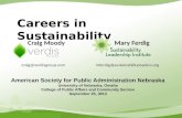Careers in Sustainability - Craig Moody, Principal, Verdis Consulting    Mary Ferdig, President/CEO, Sustainability Leadership Institute