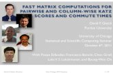 Fast matrix computations for pair-wise and column-wise Katz scores and commute times