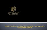 Norwich University- Master of Science in Business Continuity Management July 2010 Webinar