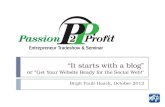 Turning Passion to Profit - Online Marketing - Session 1