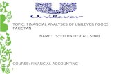 Financial analysis of unilever Foods Pakistan