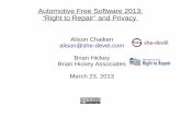 Automotive Free Software 2013: "Right to Repair" and Privacy