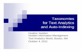 Taxonomies for Text Analytics and Auto-indexing