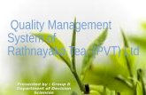 Quality management in rathnayake tea factory