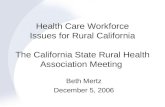 Health Care Workforce Issues for Rural California
