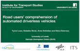 Road users comprehension of automated driverless vehicles