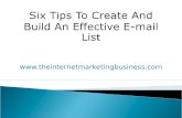 Six Tips To Create And Build An Effective E-mail List