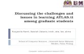 Discussing the challenges and issues in learning ATLAS.ti among graduate students