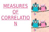 Measures of correlation (pearson's r correlation coefficient and spearman rho)
