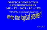 OBJETOS INDIRECTOS: LOS PRONOMBRES: ME ~ TE ~ NOS ~ LE ~ LES TO WHOM is something being given? Kathleen Pepin.