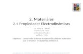 2. Materiales 2.4 Propiedades Electrodinámicas Comprender la forma reaccionan los distintos materiales que se emplean en la practica profesional. Objetivos: