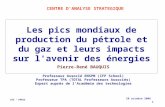 Pics mondiaux production pétrole et gaz - Centre Analyse Strategique 28-10-06