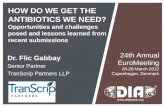 HOW DO WE GET THE ANTIBIOTICS WE NEED? Opportunities and challenges posed and lessons learned from recent submissions Dr. Flic Gabbay Senior Partner TranScrip.