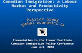 Canadian Immigration: a Labour Market and Productivity Perspective Presentation to the Fraser Institute Canadian Immigration Policy Conference June 4-5,