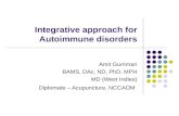 Integrative approach for Autoimmune disorders Amit Gumman BAMS, DAc, ND, PhD, MPH MD (West Indies) Diplomate – Acupuncture, NCCAOM.