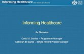 Informing Healthcare An Overview David Ll. Davies – Programme Manager Deborah El Sayed – Single Record Project Manager.