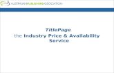 TitlePage the Industry Price & Availability Service.