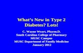 Whats New in Type 2 Diabetes? Lots! C. Wayne Weart, Pharm.D. South Carolina College of Pharmacy MUSC Campus MUSC Department of Family Medicine January.