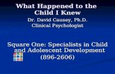 What Happened to the Child I Knew Dr. David Causey, Ph.D. Clinical Psychologist Square One: Specialists in Child and Adolescent Development (896-2606)