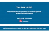 The Role of FIG In contribution to professional development and the global agenda Prof. Stig Enemark President PRESENTATION ON THE ROLE OF FIG FOR PROMOTING.