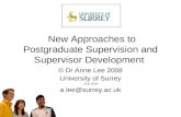 New Approaches to Postgraduate Supervision and Supervisor Development © Dr Anne Lee 2008 University of Surrey June 2008 a.lee@surrey.ac.uk.