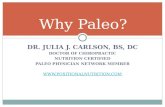 DR. JULIA J. CARLSON, BS, DC DOCTOR OF CHIROPRACTIC NUTRITION CERTIFIED PALEO PHYSICIAN NETWORK MEMBER  Why Paleo?