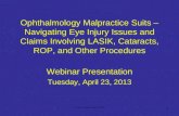 Ophthalmology Malpractice Suits – Navigating Eye Injury Issues and Claims Involving LASIK, Cataracts, ROP, and Other Procedures Webinar Presentation Tuesday,
