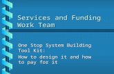 Services and Funding Work Team One Stop System Building Tool Kit: How to design it and how to pay for it.