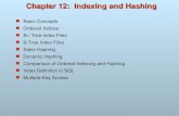 Chapter 12: Indexing and Hashing Basic Concepts Ordered Indices B+-Tree Index Files B-Tree Index Files Static Hashing Dynamic Hashing Comparison of Ordered.