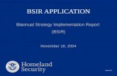 BSIR APPLICATION Biannual Strategy Implementation Report (BSIR) November 16, 2004 Version 2.0.